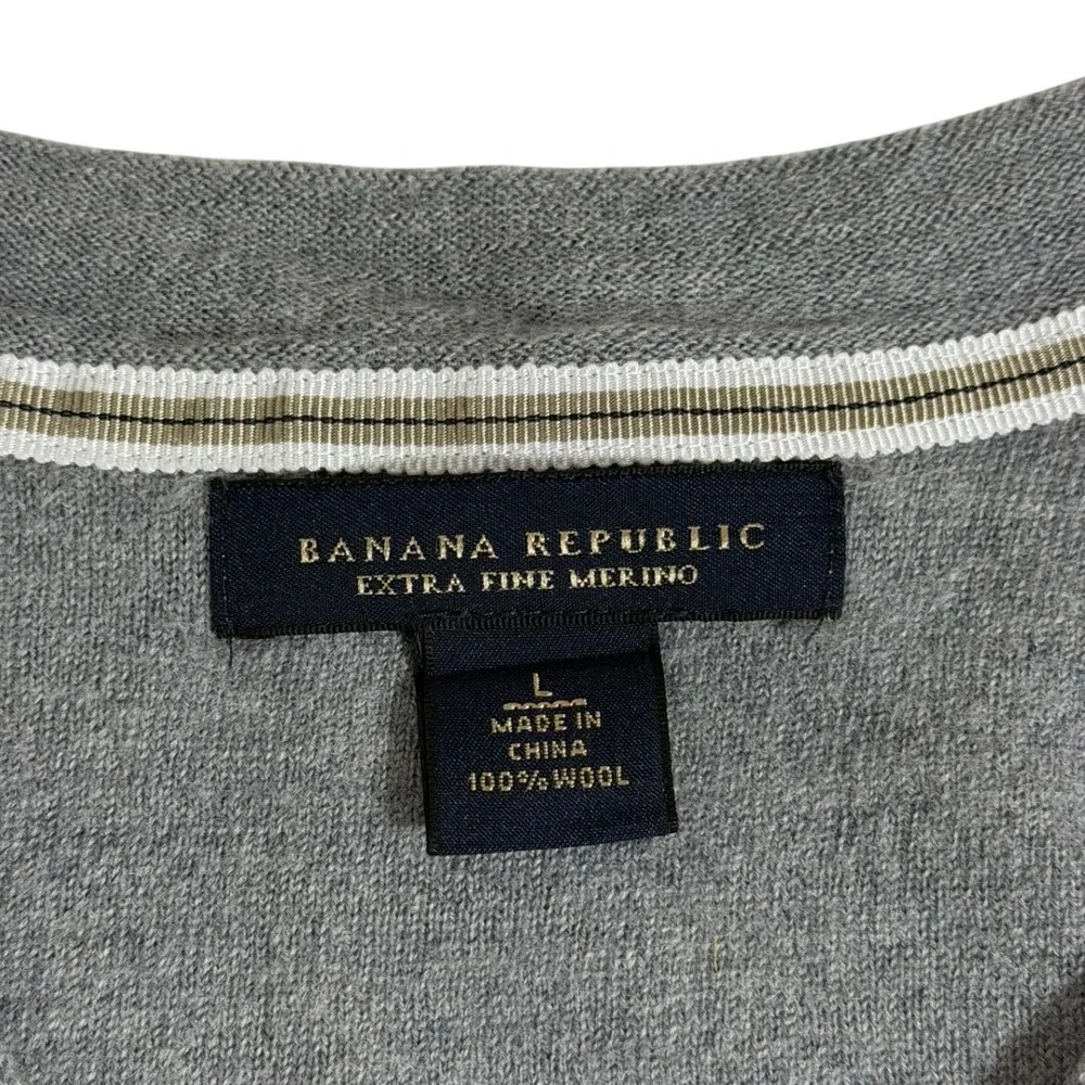 Banana Republic Men's Extra Fine Merino Wool Button Cardigan Tan Grey Size Large